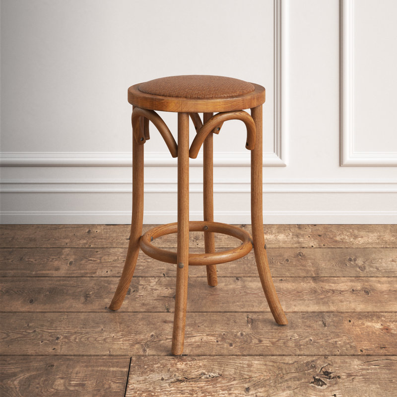 Dovecove Ferrera Solid Elm Wood Cane Rattan Seat Backless